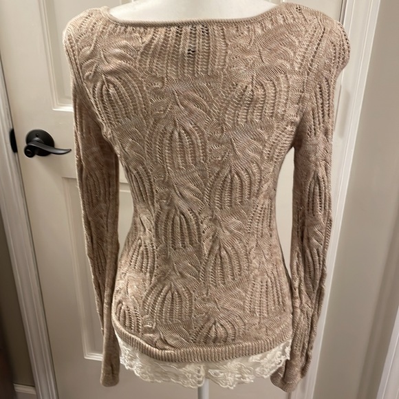 INC Open Weave With Lace Bottom Top - Picture 3 of 4